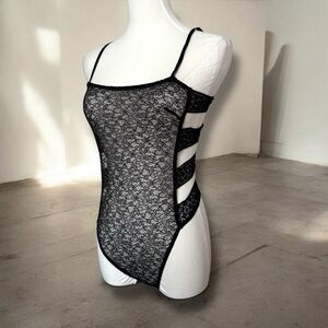 Victoria secret Black Lace Strappy Bodysuit S